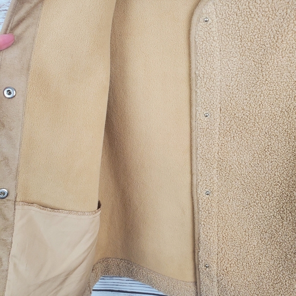 Joie Womens XS Tan Sherpa Snap Botton Fleece Lined Teddy Jacket - Picture 10 of 10